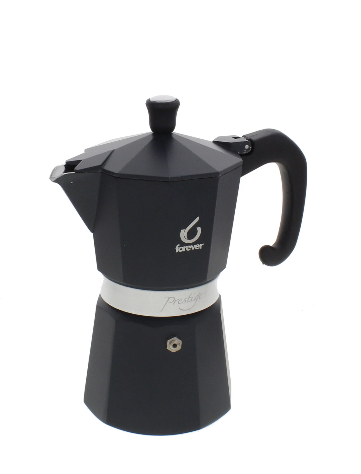 Forever Prestige Noblesse Mokapot 6-kops Aluminium Zwart 1 Forever Prestige Noblesse Mokapot 6-kops Aluminium Zwart