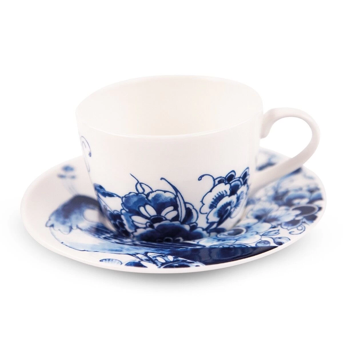 Royal Delft Peacock Symphony Theekop + Schotel 220 Ml Aardewerk 1 Royal Delft Peacock Symphony Theekop + Schotel 220 Ml Aardewerk