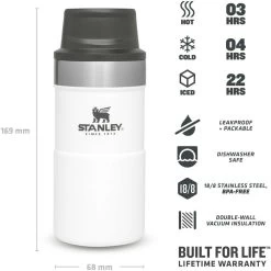 Stanley The Trigger-Action Travel Mug 250 Ml Polar -Goedkope Koffiedrankjes stanley pmi classic trigger action thermosbeker 250 ml polar eigenschappen
