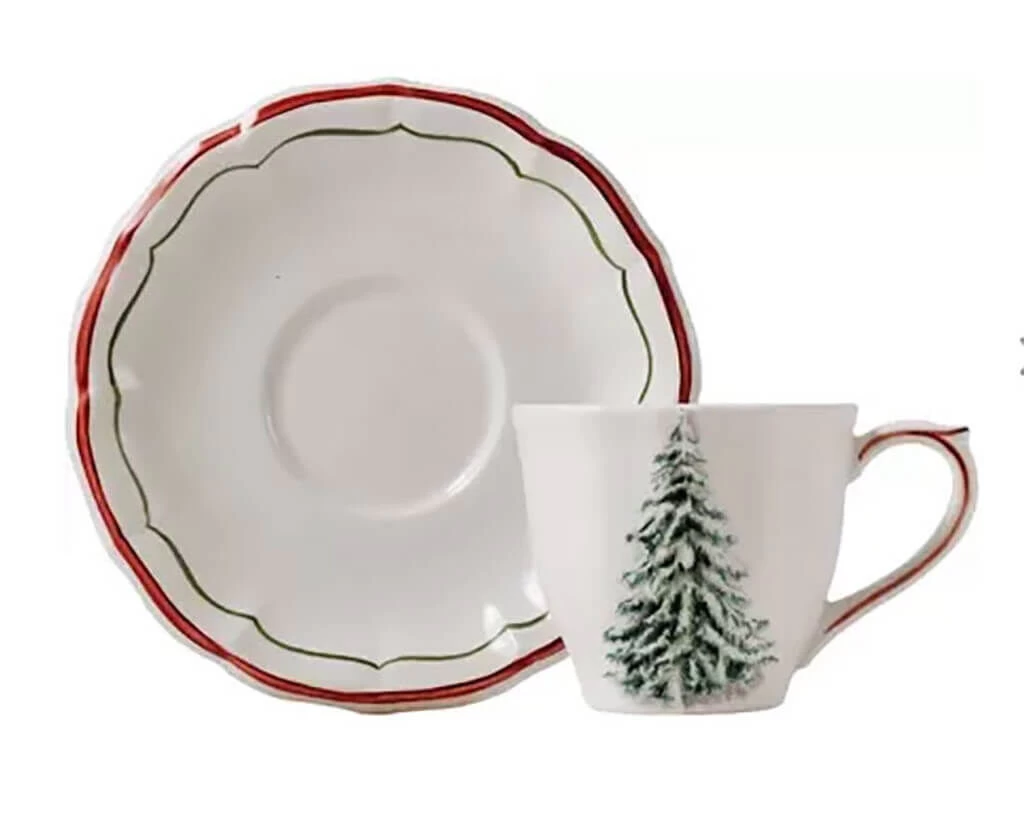 Gien Filet Noël Theekop En Schotel Keramiek 1 Gien Filet Noël Theekop En Schotel Keramiek